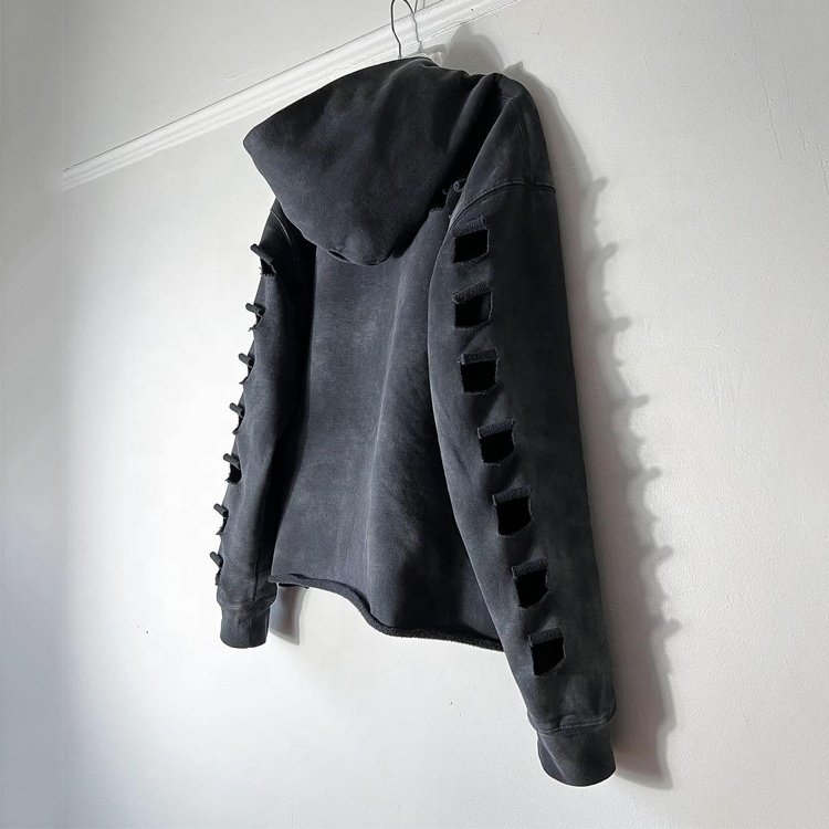 Personalized design tie-dye oversized ripped hoodie for men