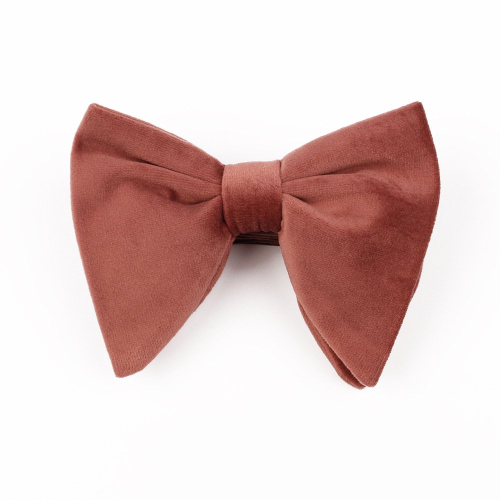 Men's Royal Blue Burgundy Velvet Bow Tie Double Deck Big Oversized Wedding Fashion Plain Style Gift for Men