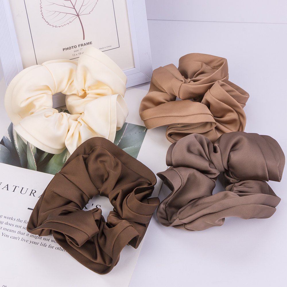 Oversized Large Satin Silk Scrunchies Thick Elastic Hair Ties Big Ponytail Holders Elegant Jumbo Hair Scrunchies