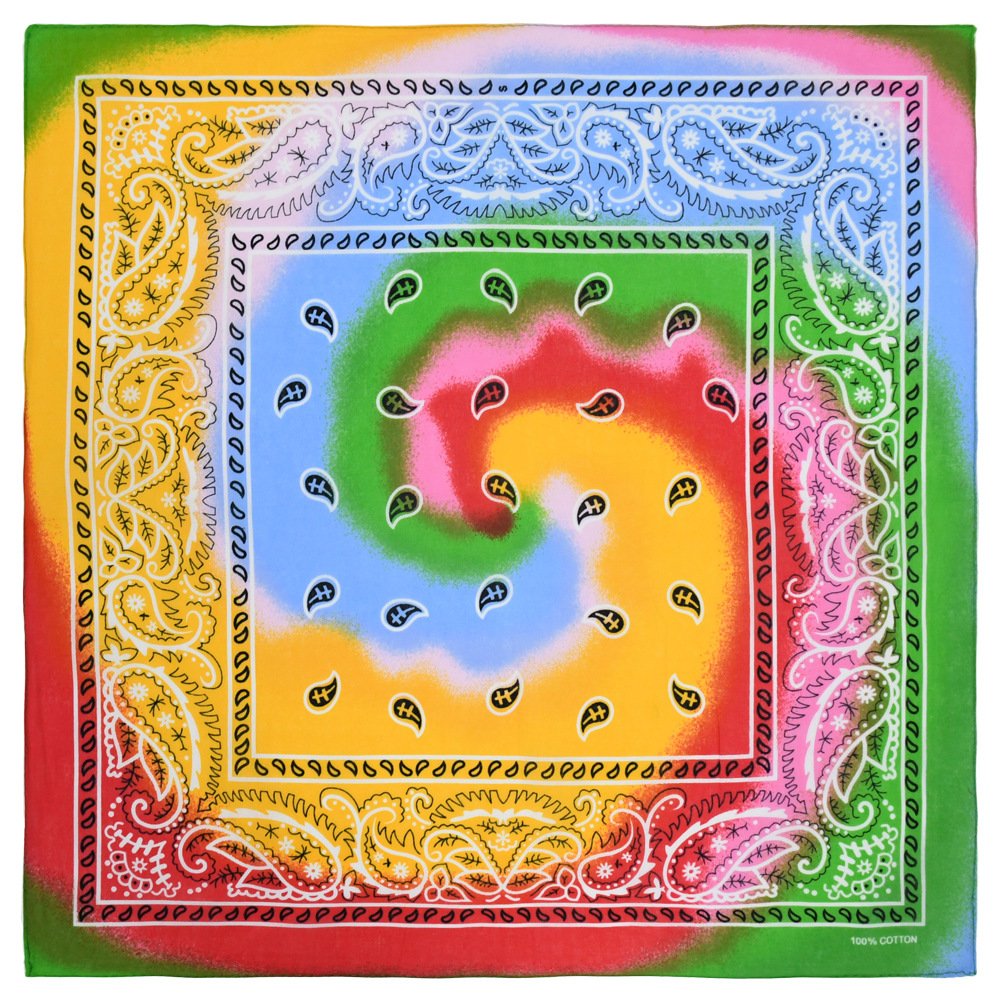 Hip Hop Custom Digital Print Recycled Cowboy 100 Cotton Gradation Tie Dye Square Paisley Bandanas Scarf