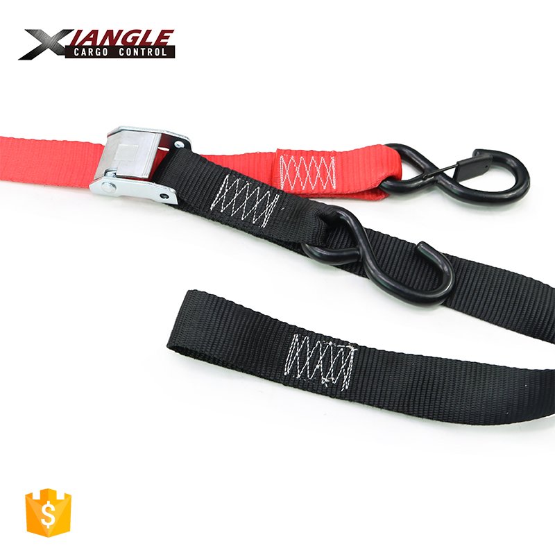 Manufacture Directly 1.5 Inch Soft Loop Motorcycle Cam Buckle Tie Down Strap with Safety Lock S Hook