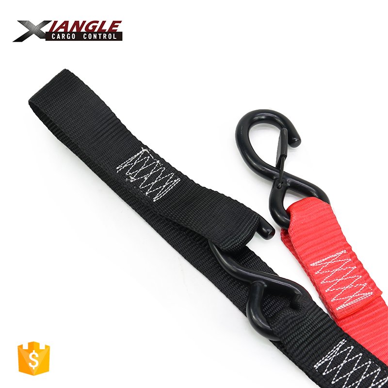 Manufacture Directly 1.5 Inch Soft Loop Motorcycle Cam Buckle Tie Down Strap with Safety Lock S Hook