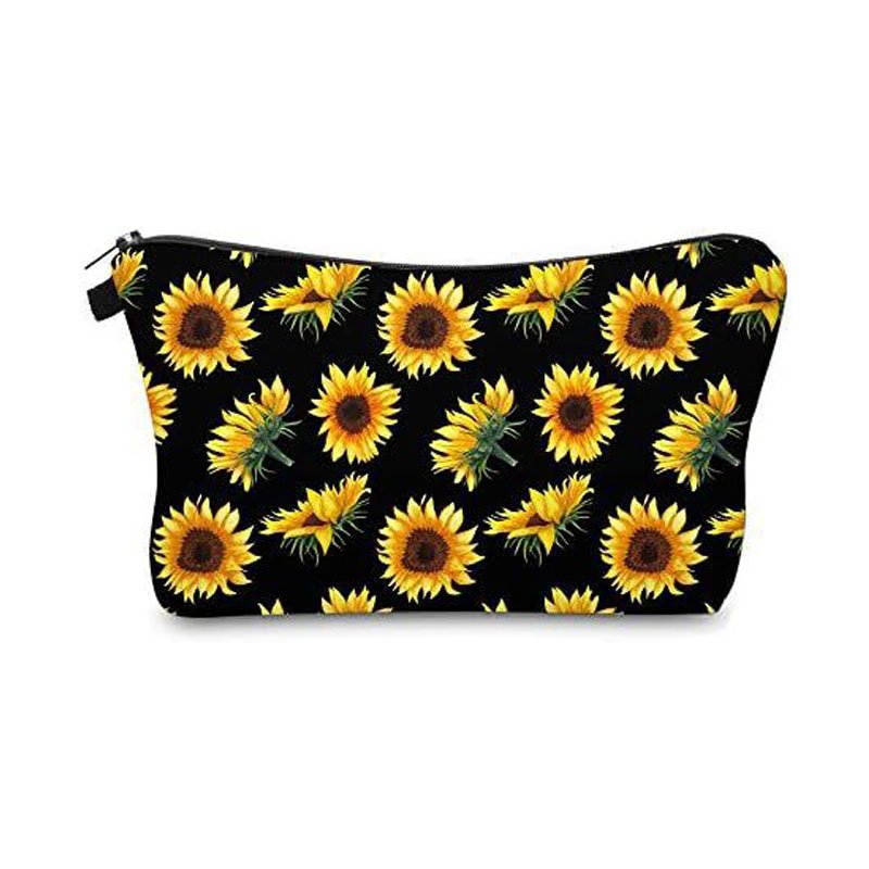 Popular Heart Animals Sunflower Cosmetic Bag Portable Makeup Bag Large Capacity Make Up Bags