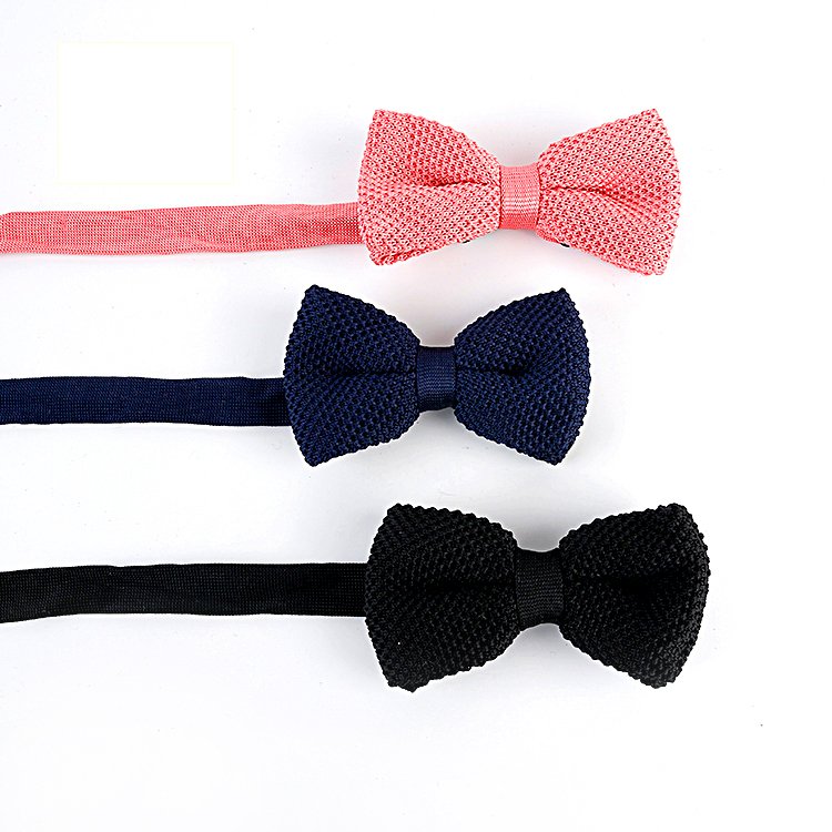 Factory Direct Hot Selling Men's Knit Pre-tied Bow Tie Low MOQ Adjustable Knitted Bowtie