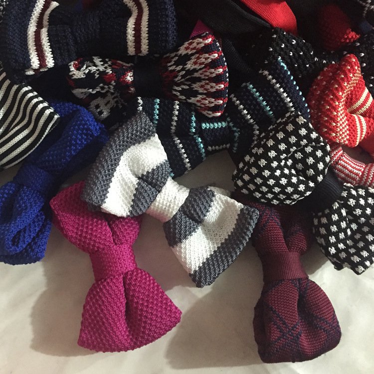 Factory Direct Hot Selling Men's Knit Pre-tied Bow Tie Low MOQ Adjustable Knitted Bowtie