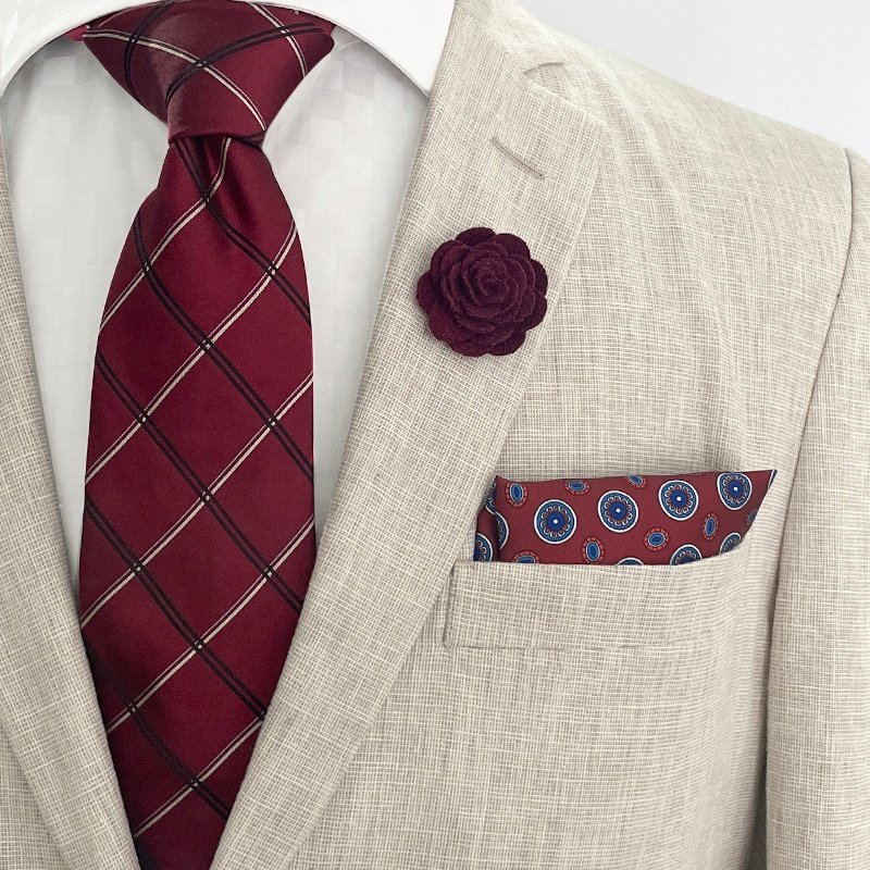 Hot selling pocket square gravata luxo masculina necktie silk 8.5 cm cravatte seta 100 set hanky lapel pins red ties for men