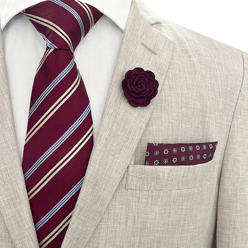 Hot selling pocket square gravata luxo masculina necktie silk 8.5 cm cravatte seta 100 set hanky lapel pins red ties for men