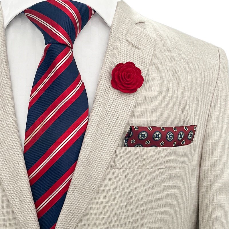 Hot selling pocket square gravata luxo masculina necktie silk 8.5 cm cravatte seta 100 set hanky lapel pins red ties for men