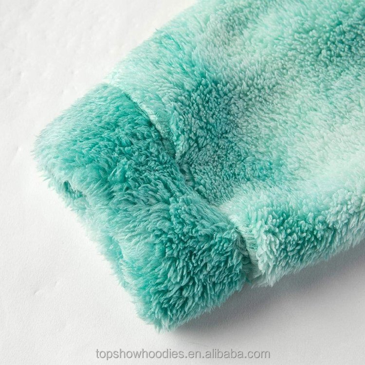 OEM Custom Wholesale Oversized Tie Dye Pullover Furry Fuzzy Sherpa Fleece Hoodie for Men