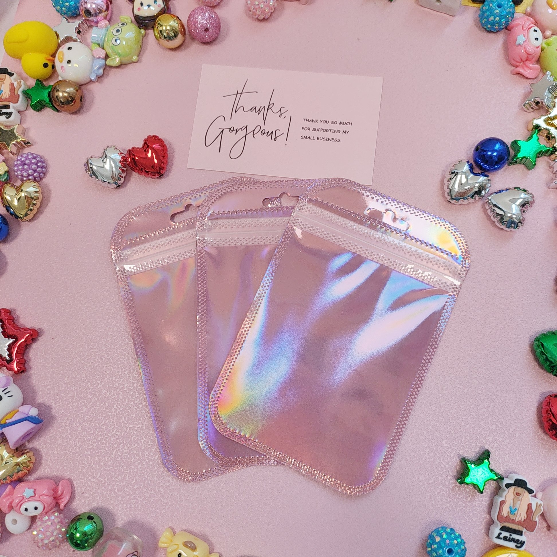 Fast Shipping Eco-friendly Safety Pink Reusable Ziplock Mylar Packaging Plastic Bag for Keychain Storage Security Features