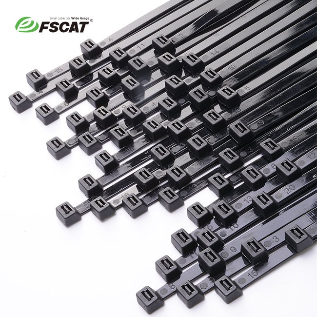 FSCAT factory outlet adjustable zip tie self locking nylon66 plastic bunding ties reusable cable wire ties