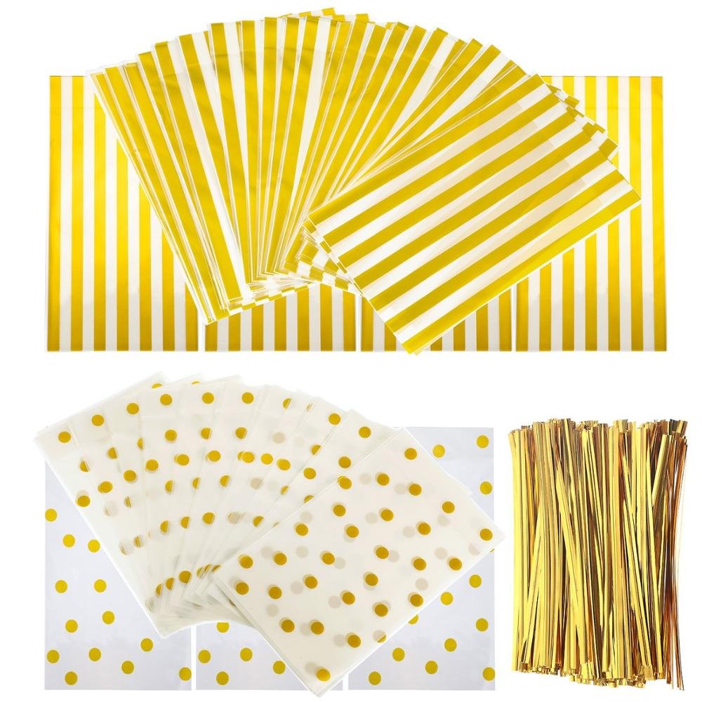 Clear Plastic Cellophane Bags with Twist Ties for Gifts Party Cello Bags OPP Treat Bags