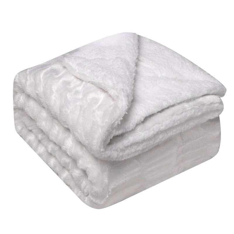 Thickened double layer weighted lamb blanket faux fur plush back print tie-dye brush floral PV fleece throw blanket