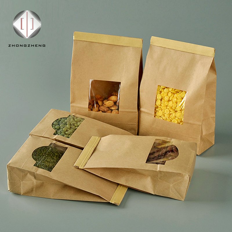 Multifunctional open window food bag/deli environmental paper bag can be recycled