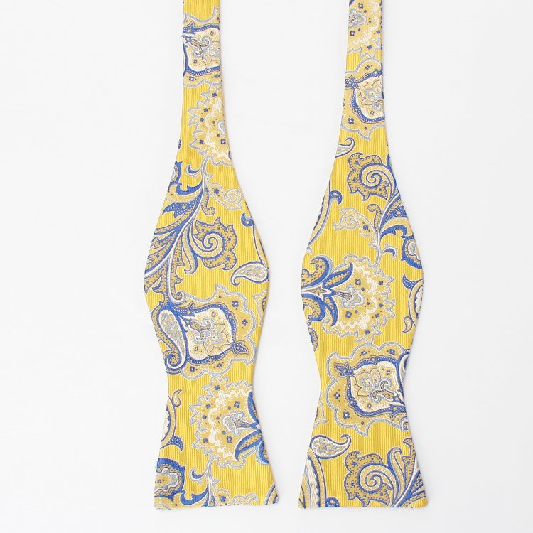 Colorful Yellow Paisley Pre-Tied Bow Tie For Men