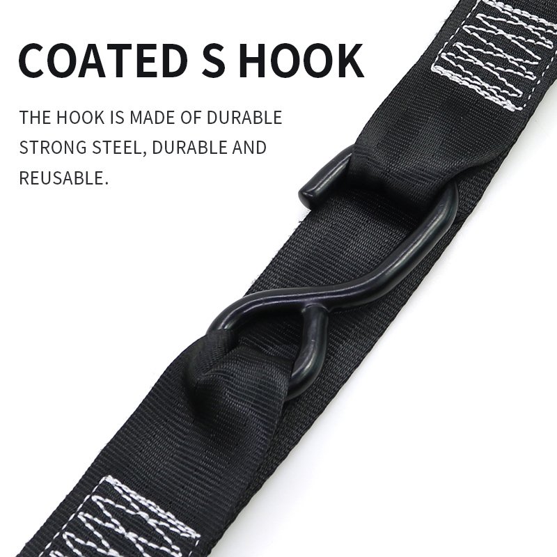 2pk OEM 2" Wide Heavy Duty Motorcycle Fat Strap Trailer Kit Ratchet Tie Down Strap with Rubber-coated latch hooks