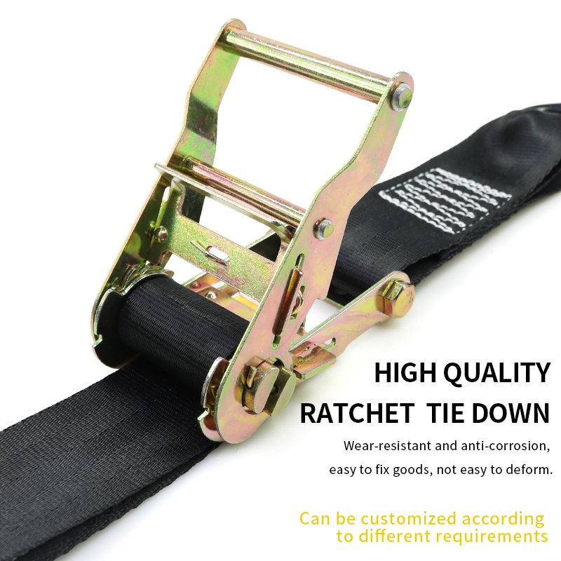 2pk OEM 2" Wide Heavy Duty Motorcycle Fat Strap Trailer Kit Ratchet Tie Down Strap with Rubber-coated latch hooks