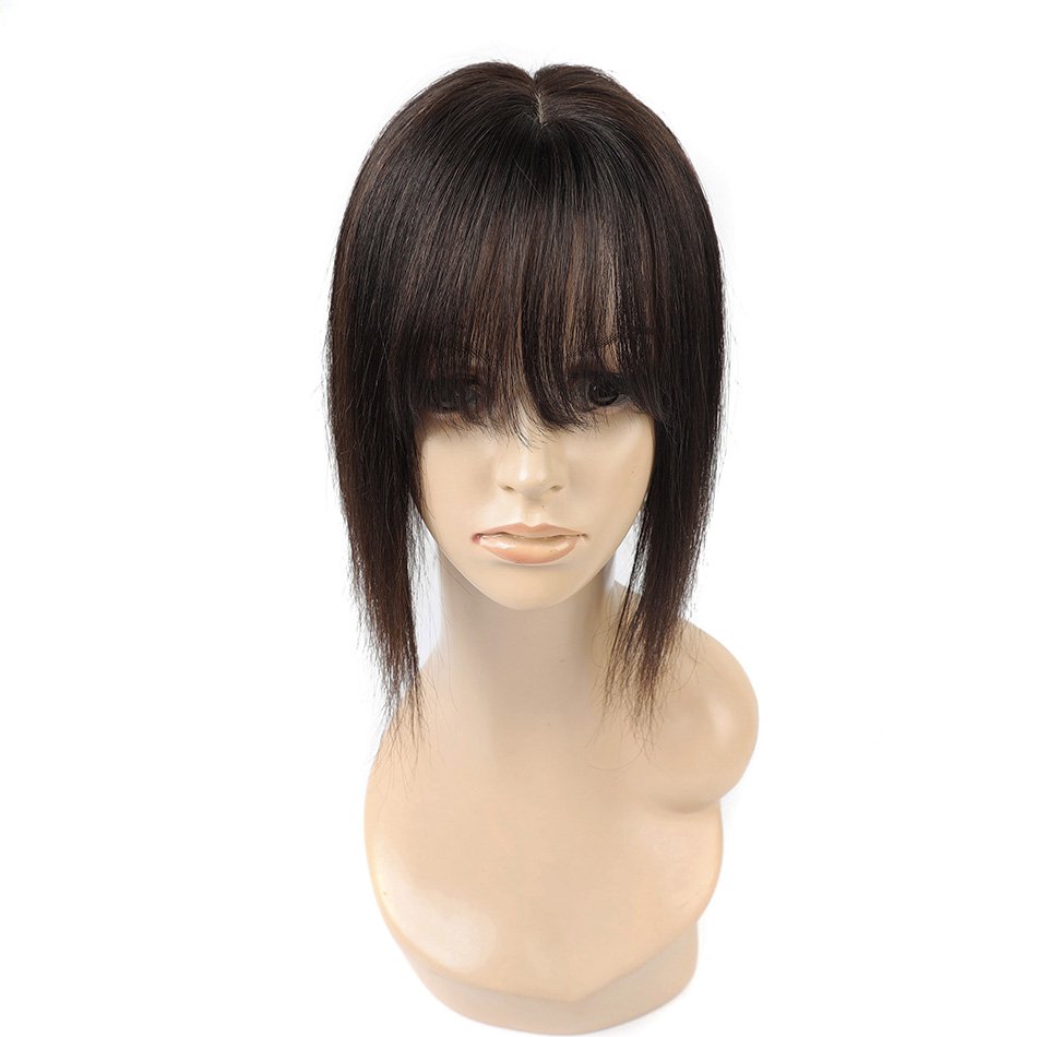 100% Full Mono Reny Silk Base 5 x 5 Inch Machine Made Human Hair Topper Lightweight Women's Toupee with Natural Scalp Look