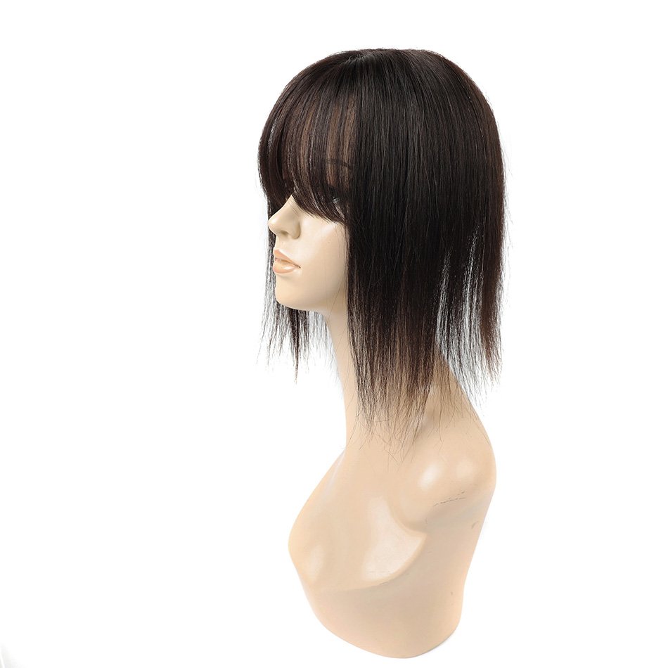 100% Full Mono Reny Silk Base 5 x 5 Inch Machine Made Human Hair Topper Lightweight Women's Toupee with Natural Scalp Look