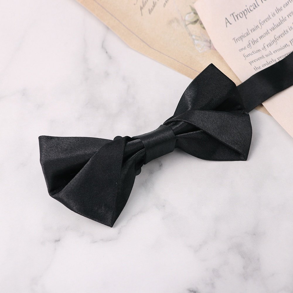 Low price polyester wedding bowties fashion luxury adjustable bow tie straps man's plain black white