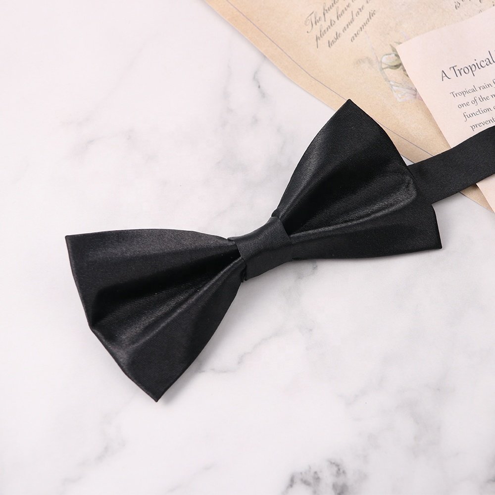 Low price polyester wedding bowties fashion luxury adjustable bow tie straps man's plain black white
