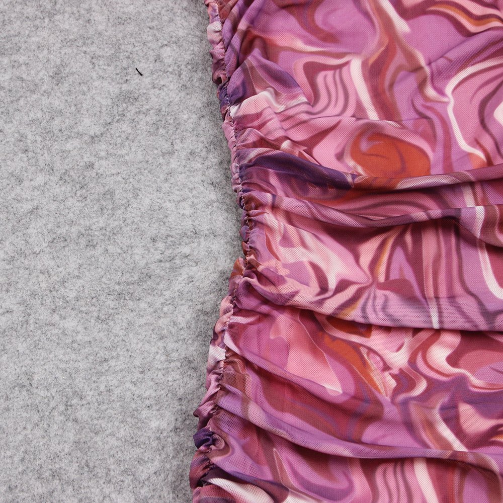 Summer Tie-Dyed Strap Mini Dresses Customized Printed Women Bodycon Dress