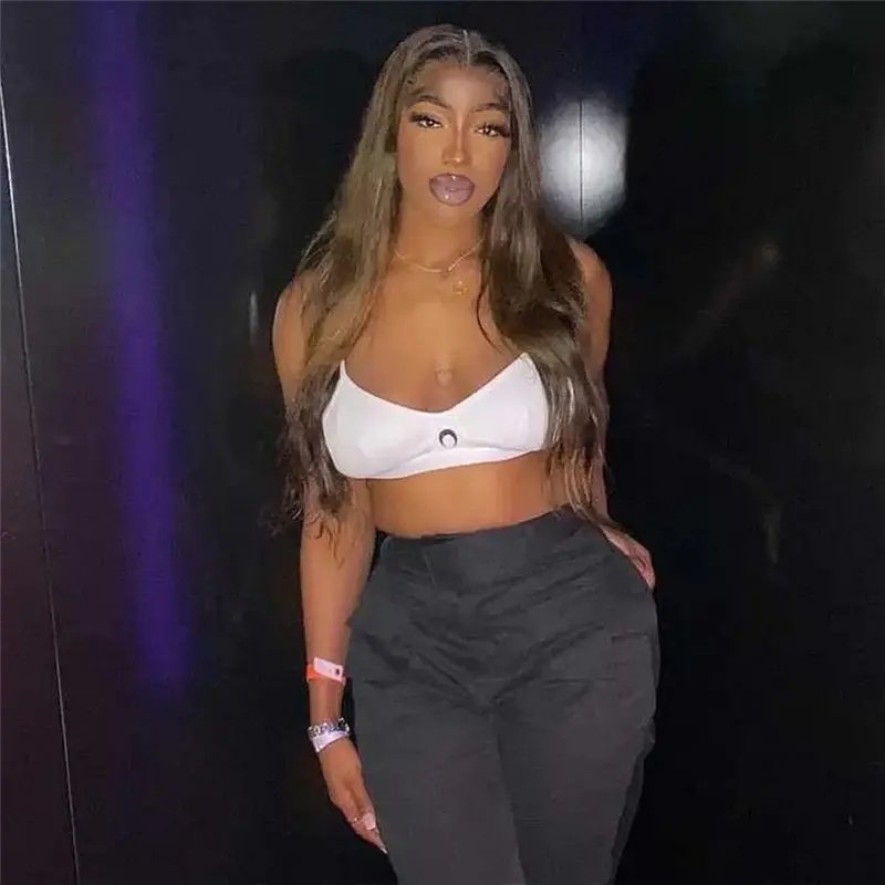 women's clothing Summer tube top cropped lace-up beauty back sexy moon hot printed pattern top women