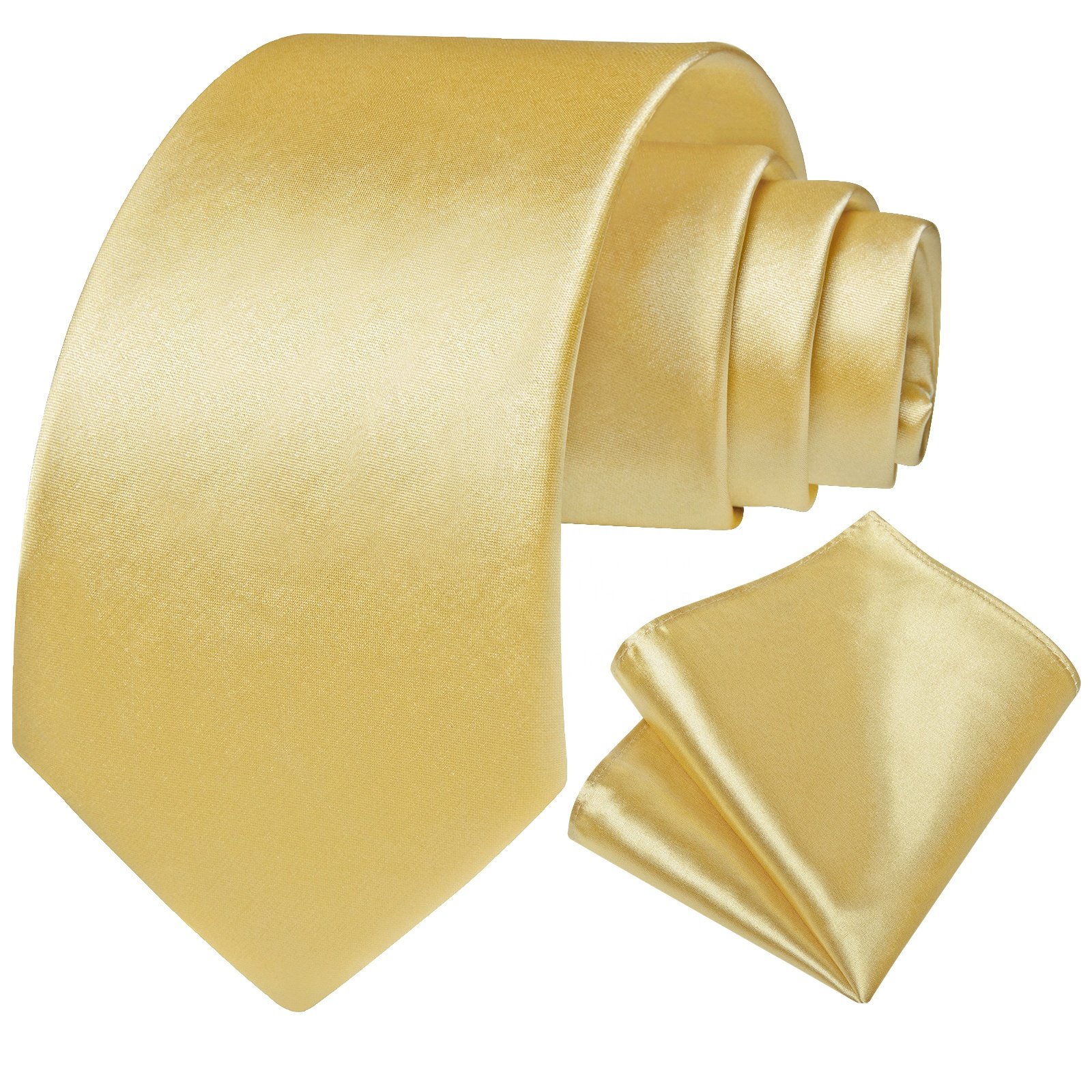 High Quality Italian Silk Jacquard Floral Woven Neck Ties Luxury Mens Silk Ties Blonde Yellow Solid Necktie Pocket Square Set
