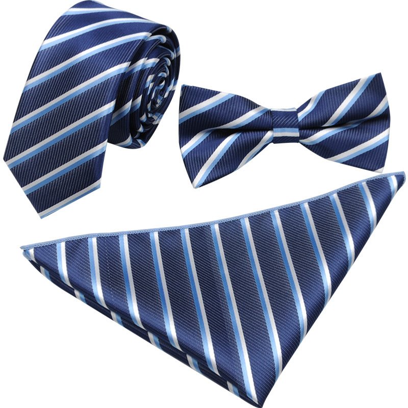 Wholesale Custom Stripe Necktie High Quality Custom Logo Male Ties Sets Gift Box Silk Neck Ties For Mens
