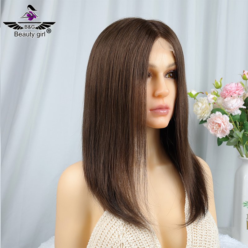 New Arrival Small Size Hand Tied Dark Color Comfortable And Breathable Lace Front Hair Wig For Ladies Remy Human Hair Silk Top