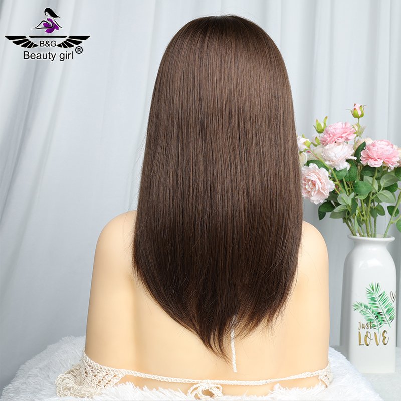 New Arrival Small Size Hand Tied Dark Color Comfortable And Breathable Lace Front Hair Wig For Ladies Remy Human Hair Silk Top