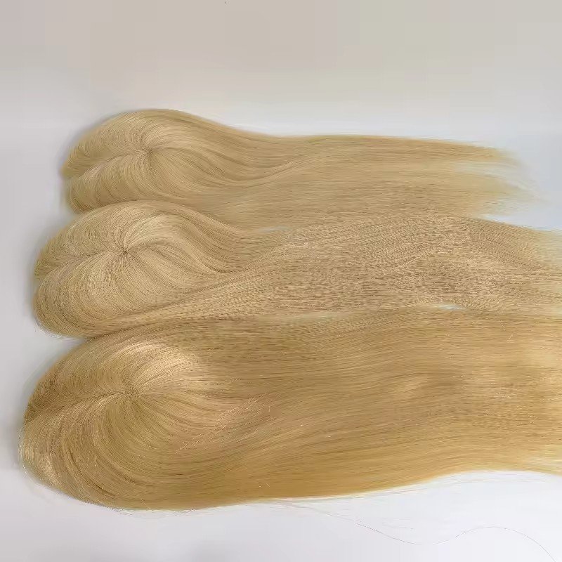 Wholesale Hand Tied 100% Natural Virgin Blonde Full Lace Human Hair Mono Lace Base Women Hair Topper With Clips In