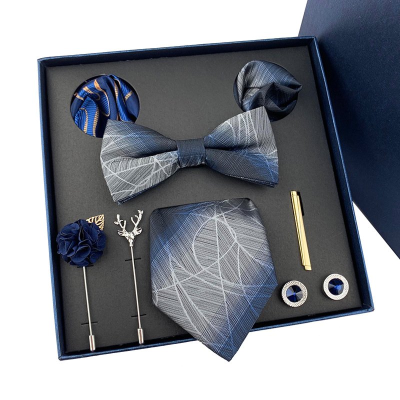2024 Hot selling products dark color microfiber paisley christmas gift set men tie gift set