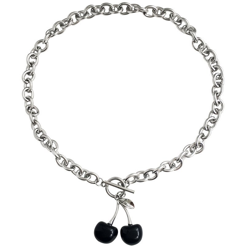 Cherry necklace female dark tie girl clavicle chain Instagram Korea all vintage necklace