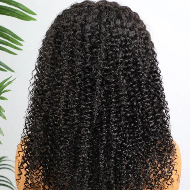Full And Thick Kinky Curly Human Hair Lace Front Wig GluelessTransparent Lace Wig 13x4 Full Lace Frontal Wigs For Black Women