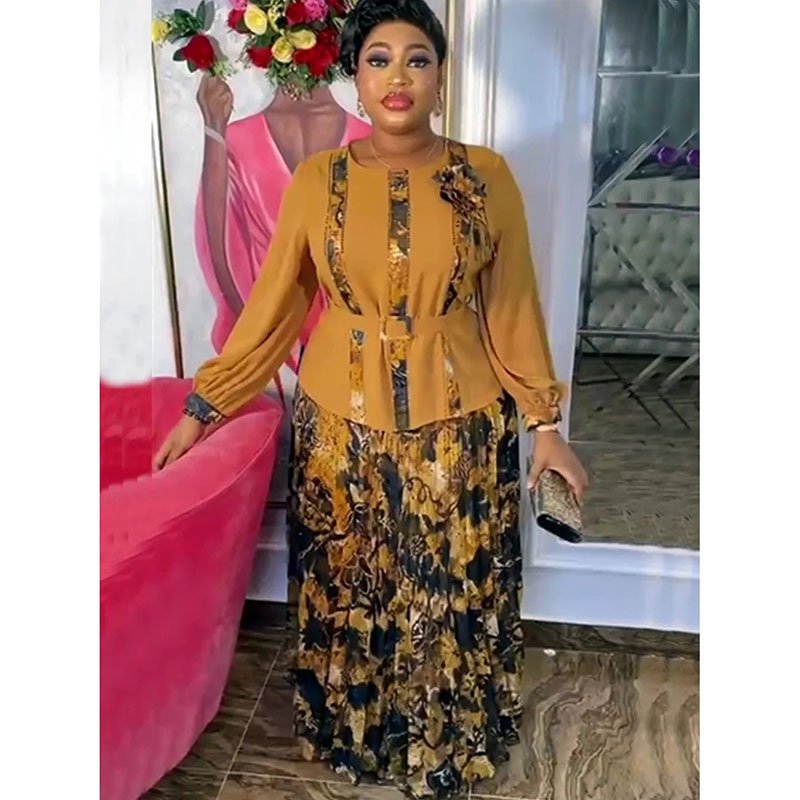 African Clothes for Women 2 PCS Sets Tops And Skirts Suits Dashiki Ankara Turkey Outfits Gown Plus Size Wedding Party Dresses