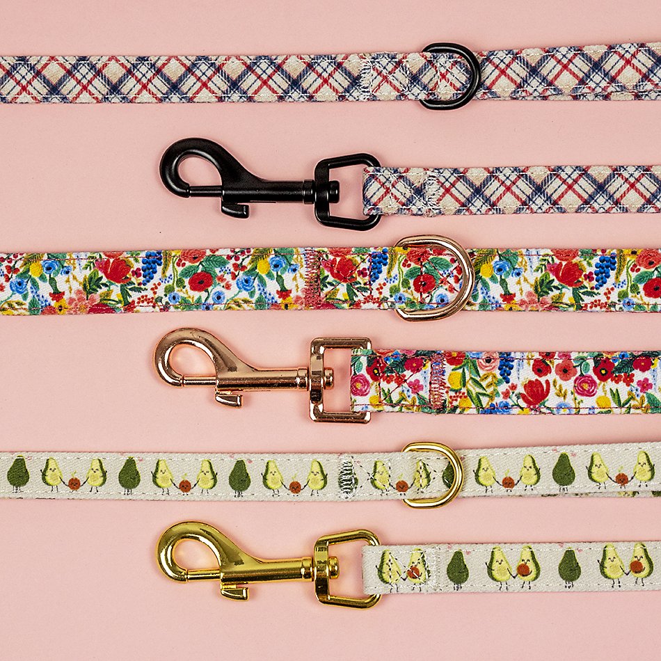 Pet premium accessories cotton New manufacturing flower pattern dog leash metal accessories durable dog collar harness set