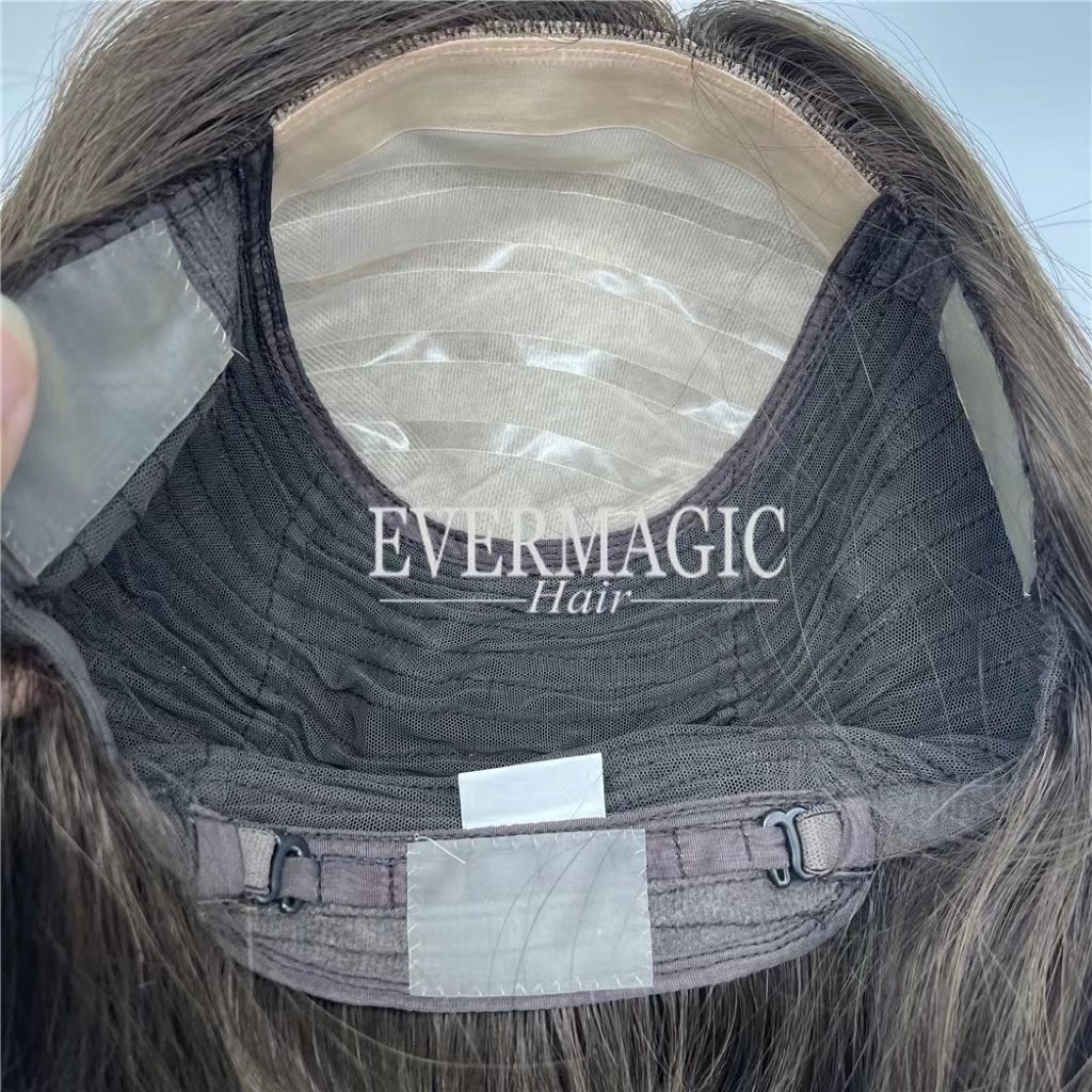 hot selling stock hand tied silk base medical wig with anti slip silicone strip human hair wig with tabs for women hair loss
