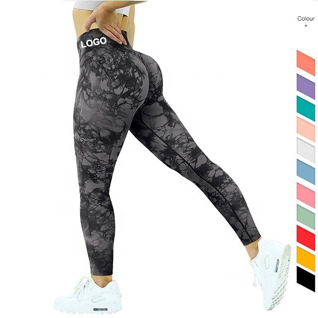 Wholesale Women High Rise Tummy Control Tie Dye Scrunch Back Yoga Leggings