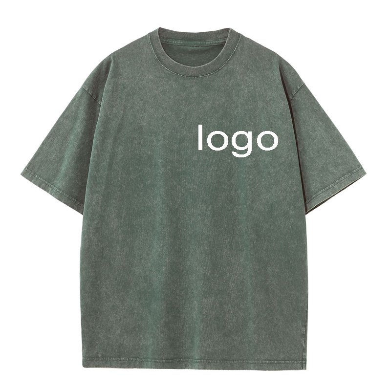 Blank Custom DTG Digital Print logo T Shirt oversized Cotton 280g Vintage Acid Wash out distressed T-Shirt streetwear