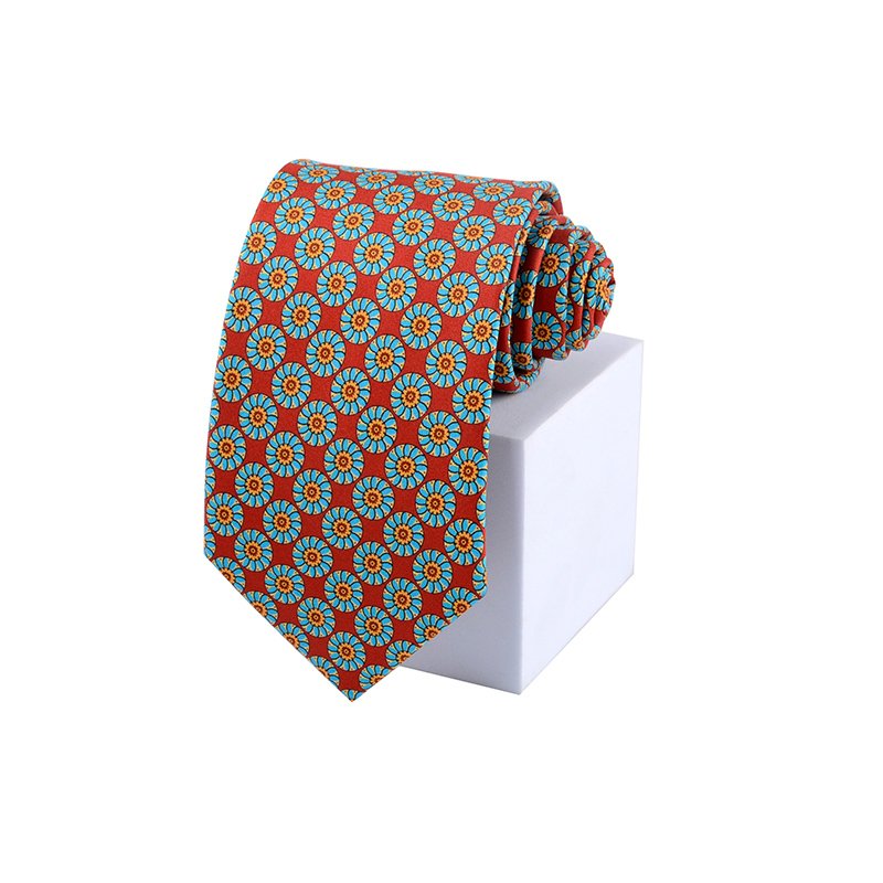 New Styles Cheap Necktie Wholesale Low MOQ High Quality Circle Pattern 100% Silk Printed Neckties For Men Customized