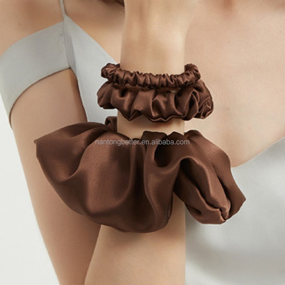 Wholesale and Custom Luxury High Quality Various Colors and Size Hair Band Silk Satin Scrunchies Hair Ties