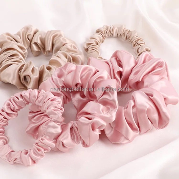 Wholesale and Custom Luxury High Quality Various Colors and Size Hair Band Silk Satin Scrunchies Hair Ties