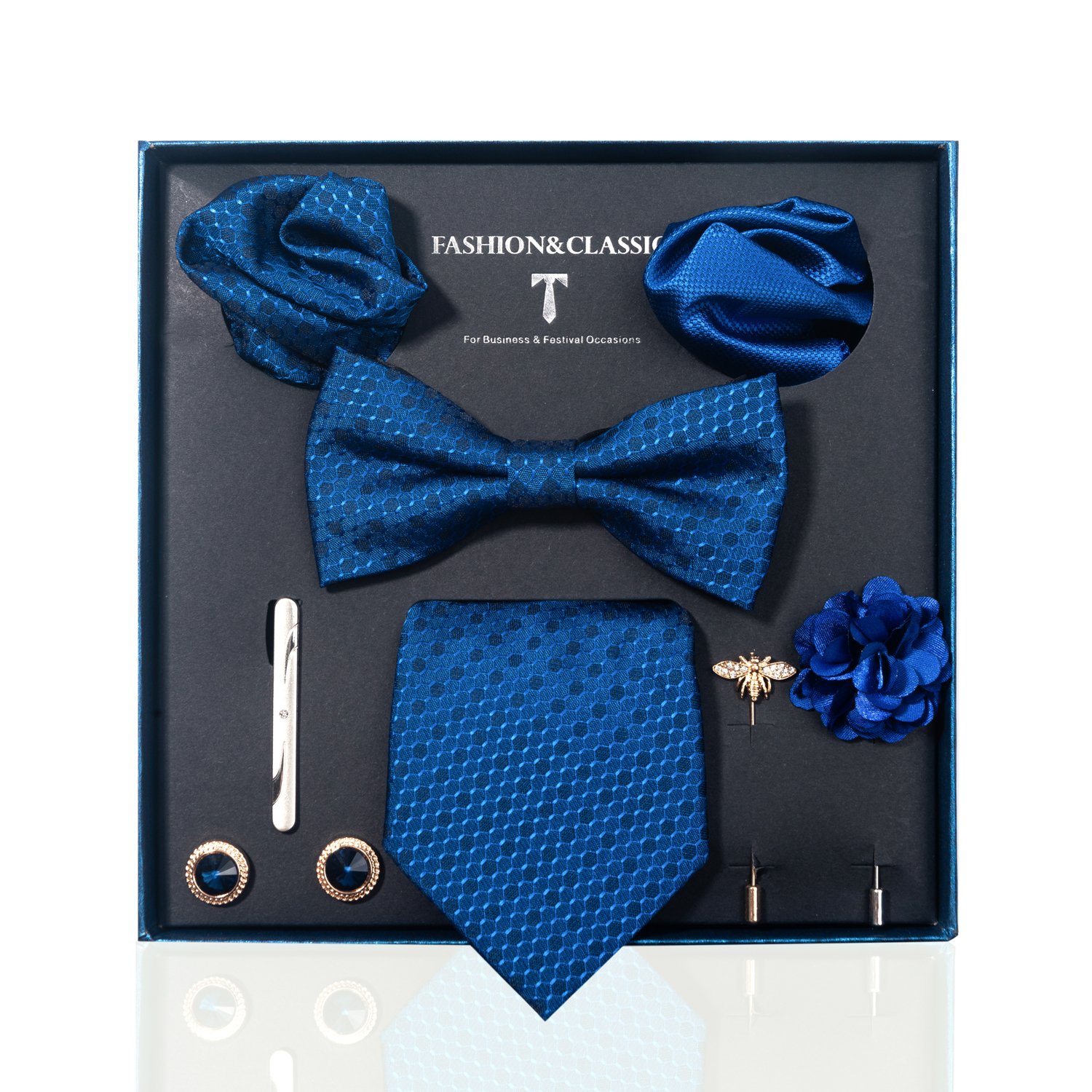 Brand Handmade Luxury Silk Ties Hanky Cufflinks Bowtie Sets 8 cm Necktie For Men Brown Paisley Fit Business Gift Box