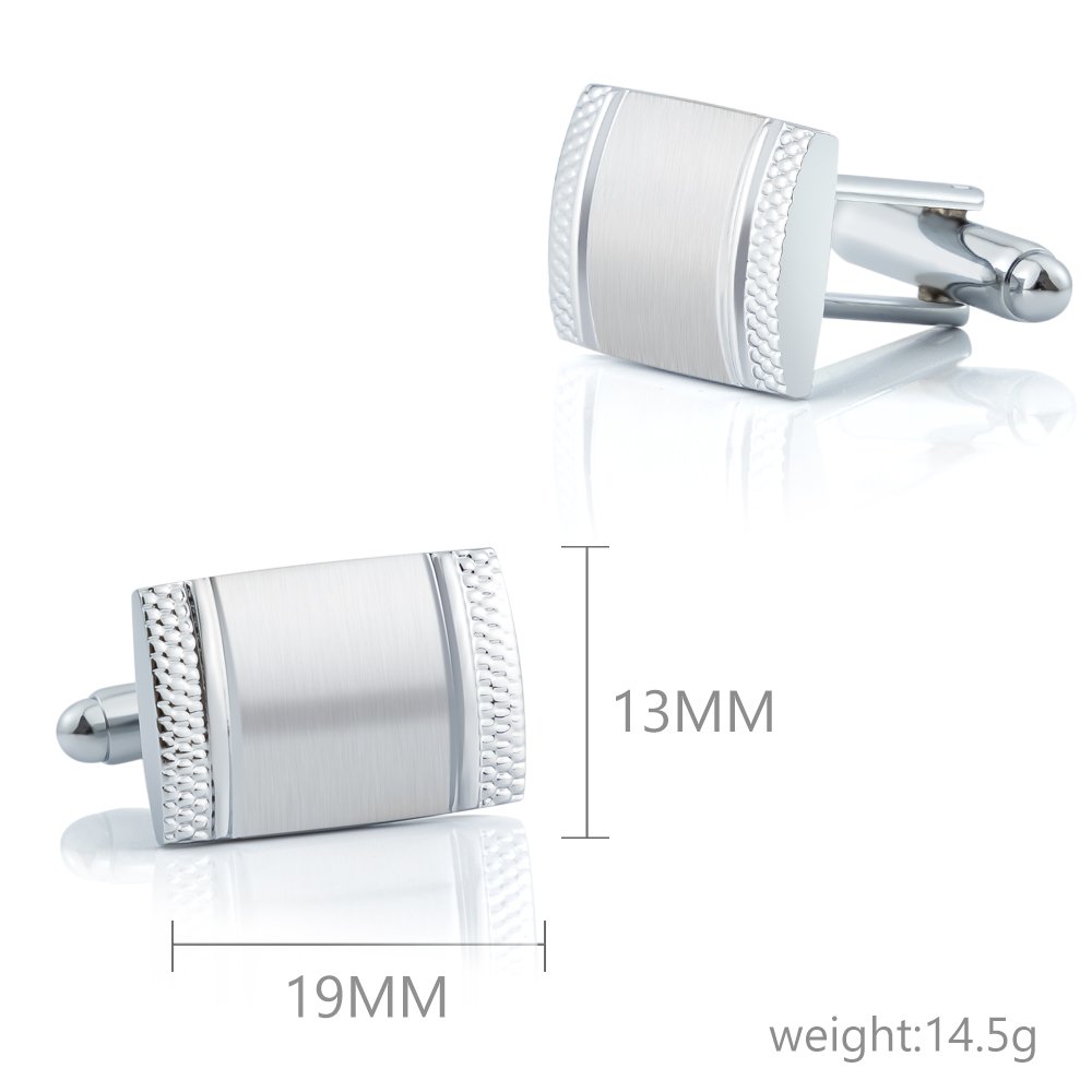 JINJIE Low price fashion simple sliver rectangular pattern metal square men cufflinks for shirt