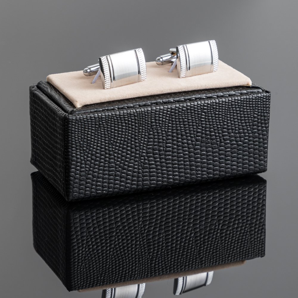 JINJIE Low price fashion simple sliver rectangular pattern metal square men cufflinks for shirt