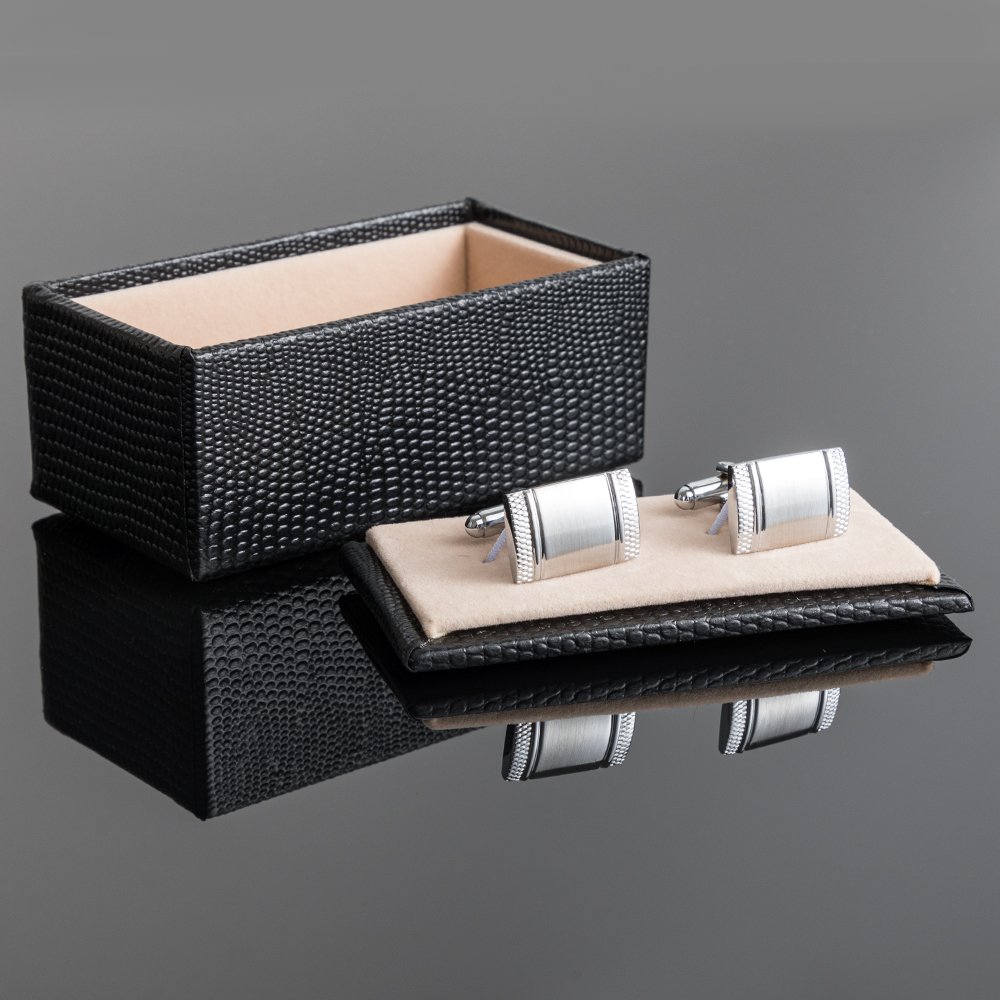 JINJIE Low price fashion simple sliver rectangular pattern metal square men cufflinks for shirt