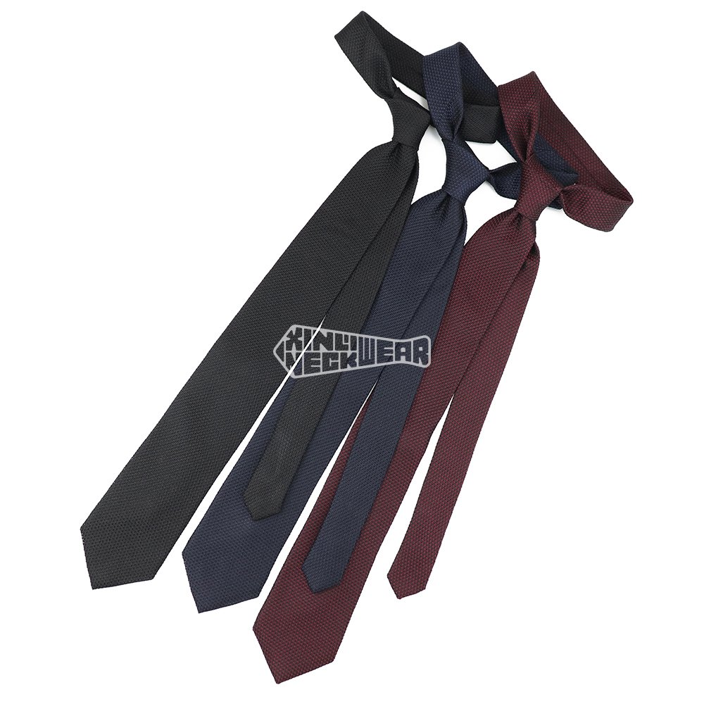 Luxury Neckties Wholesale Custom Dark Solid Color Necktie Custom Business Silk Grenadine Tie