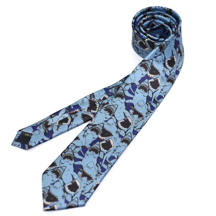 Customized Logo Printing Men Party Shark Necktie Funny Novelty Party Ties For Wedding Birthday