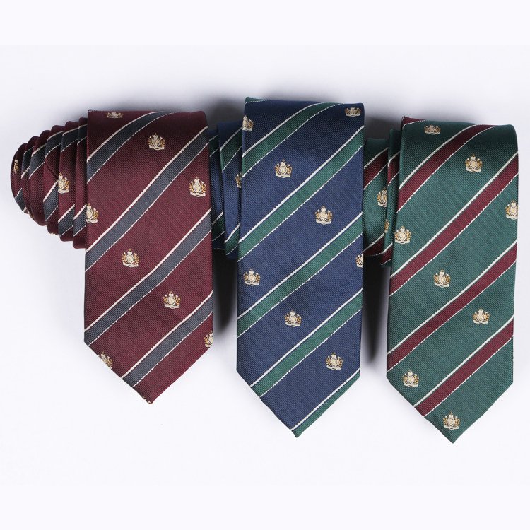 Wholesale School Ties Necktie Casual Stripe Silk or Polyester Logo Ties Jacquard Woven Ties For Children